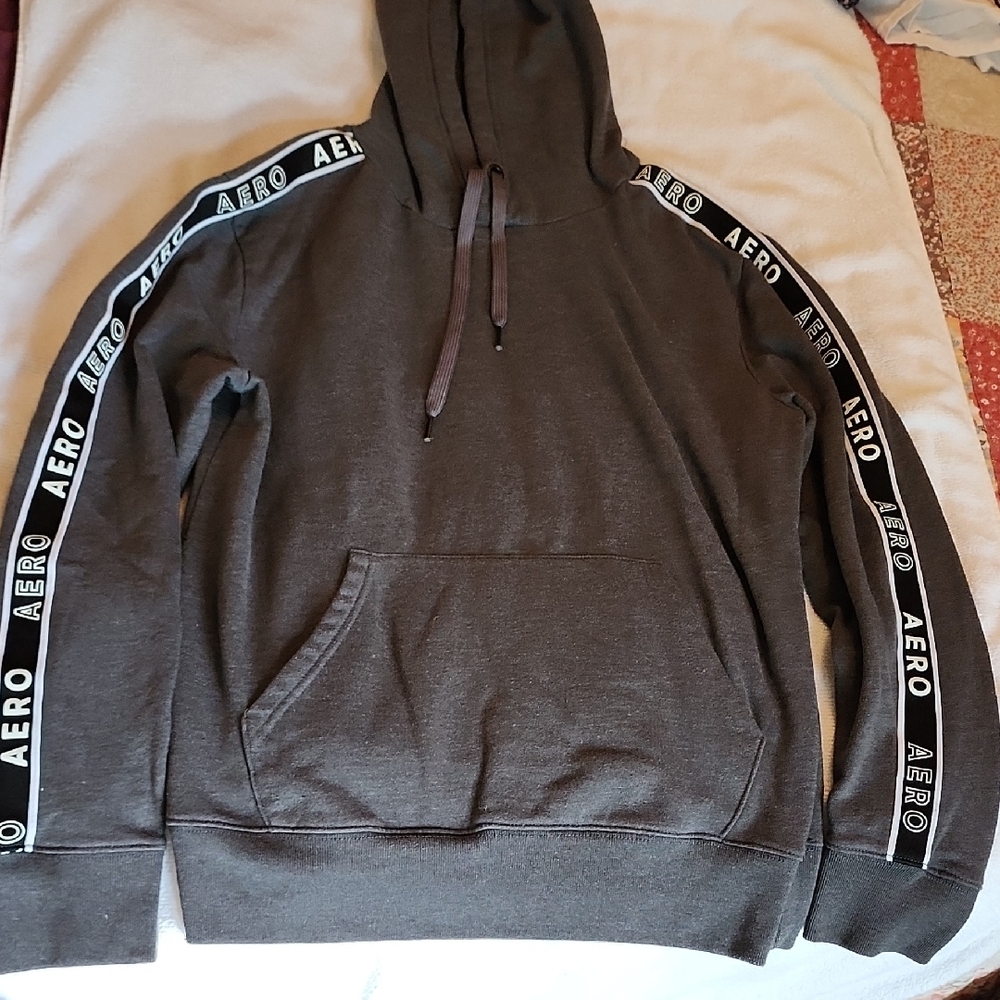 Aeropostale Black and Gray Jacket with Sporty Stripes